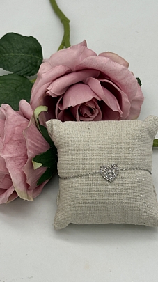 Βραχιόλι ατσάλινο Καρδιά love με στρας 36946 Silver