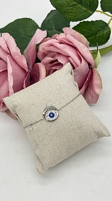 Βραχιόλι ατσάλινο ματάκι μπλε 36961 Silver blue