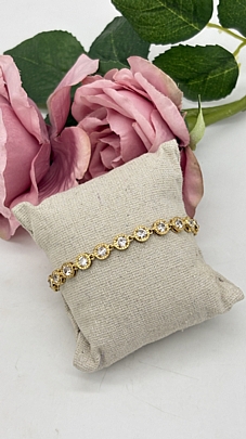 Βραχιόλι ατσάλινο με ασημί στρας 36963 Gold