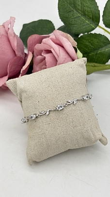 Βραχιόλι ατσάλινο με ασημί στρας 36966 Silver
