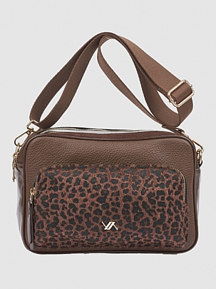 Verde Γυναικεία Τσάντα Χιαστί 16-8911 Animal Print Brown