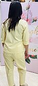 Σετ ασύμμετρη μπλούζα με φιόγκο και παντελόνι baggy 41495 Yellow : 3