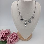 Κολιέ Ατσάλινο με κρεμαστά στοιχεία FA 1071 Silver : 1