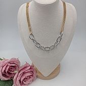 Κολιέ Ατσάλινο με ασημί αλυσίδα FA 1073 Gold/Silver : 1