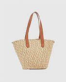 Ψάθινη Τσάντα Θαλάσσης Verde 48-0256 Beige : 3