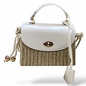 Ψάθινη Τσάντα Χειρός Ώμου 3049 White : 1