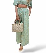 Platinum  Γυναικεία Παντελόνα Με Boho Σχέδιο Με Λάστιχο & Τσέπες 82502 Aqua : 2