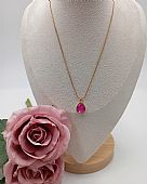 Κολιέ χειροποίητο κρύσταλλο δάκρυ RH4842 Fuchsia : 1