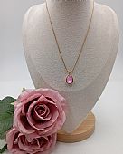 Κολιέ χειροποίητο κρύσταλλο δάκρυ RH4842 Hot Pink : 1