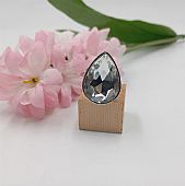 Δαχτυλίδι Χειροποιήτο κρύσταλλο δάκρυ RH4958 Silver Clear : 1