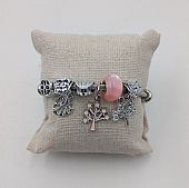 Βραχιόλι Stainless Steel Charms Δεντράκια, Φύλλο και ροζ χάντρα : 1