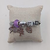 Βραχιόλι Stainless Steel Charms Δεντράκια, Φύλλο και μωβ χάντρα : 1