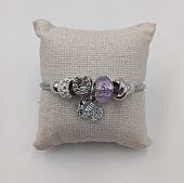 Βραχιόλι Stainless Steel Charms Ελεφαντάκι και μωβ χάντρα : 1