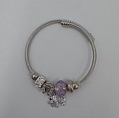 Βραχιόλι Stainless Steel Charms Ελεφαντάκι και μωβ χάντρα : 2