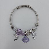 Βραχιόλι Stainless Steel Charms Δελφίνι, Κοχυλάκια και μωβ χάντρα : 2