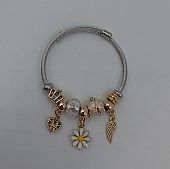 Βραχιόλι Stainless Steel Charms λουλουδάκι, καρδούλα, φτερό και διαφανής χάντρα : 2