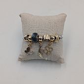 Βραχιόλι Stainless Steel Charms τριφύλλι, φυλλαράκι, πεταλούδα και μαύρη χάντρα : 1
