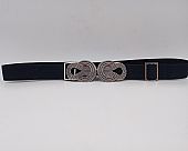 Ζώνη μαύρη ελαστική με ασημί σχέδιο ZSP-19431-3 Silver : 1