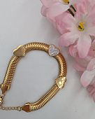 Βραχιόλι ατσάλινο φίδι με καρδούλες 59139 Gold : 1