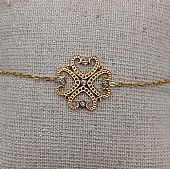 Βραχιόλι ατσάλινο σχέδιο με στρασάκια 59170 Gold : 2