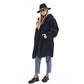 Verde Πανωφόρι με κουκούλα και teddy υφή 33-0701 Black : 2