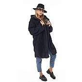 Verde Πανωφόρι με κουκούλα και teddy υφή 33-0701 Black : 3