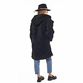 Verde Πανωφόρι με κουκούλα και teddy υφή 33-0701 Black : 4