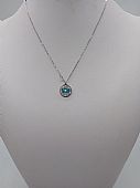 Κολιέ ατσάλινο Ματάκι με γαλάζια λεπτομέρεια 2893 Silver : 1