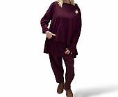 Σετ ασύμμετρη μπλούζα με καρφίτσα και παντελόνι baggy Bordeaux : 1