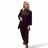 Σετ ασύμμετρο πουκάμισο και παντελόνι baggy Brown : 1