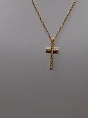 Κολιέ ατσάλινο χρυσός διακριτικός Σταυρός 9173 Gold : 2