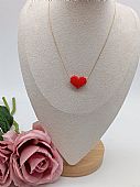 Κολιέ Χειροποίητο με καρδιά από χάντρες k5445 red : 1