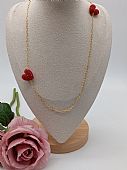 Κολιέ με δύο καρδούλες και στρας 5109 red : 1