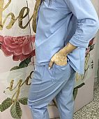 Σετ ασύμμετρη μπλούζα με κουμπιά και παντελόνι baggy 41997 Ciel : 4