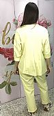 Σετ ασύμμετρη μπλούζα με κουμπιά και παντελόνι baggy 41997 Yellow : 3