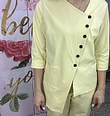 Σετ ασύμμετρη μπλούζα με κουμπιά και παντελόνι baggy 41997 Yellow : 4