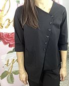 Σετ ασύμμετρη μπλούζα με κουμπιά και παντελόνι baggy 41997 Black : 3