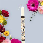 Λαμπάδα κυλινδρική με μπλέ λουλούδια LA26965 Λουλούδια : 1