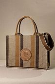 Fragola Μεγάλη τετράγωνη τσάντα από καραβόπανο με ιμάντα TEX-B108-camel-lines : 1