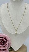 Κολιέ ατσάλινο Σταυρός με στρας 1235 Gold : 1