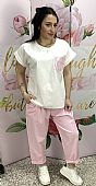 Σετ μπλούζα με παντελόνι ροζ 42198 white pink : 1