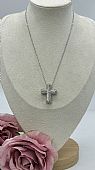 Κολιέ ατσάλινο Σταυρός bomber με στρας 1267 Silver : 1